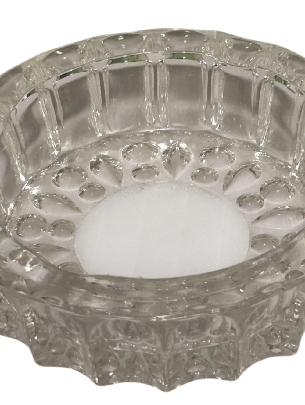 vintage KIG Indonesia heavy glass ashtray pressed cut crystal pattern 80s